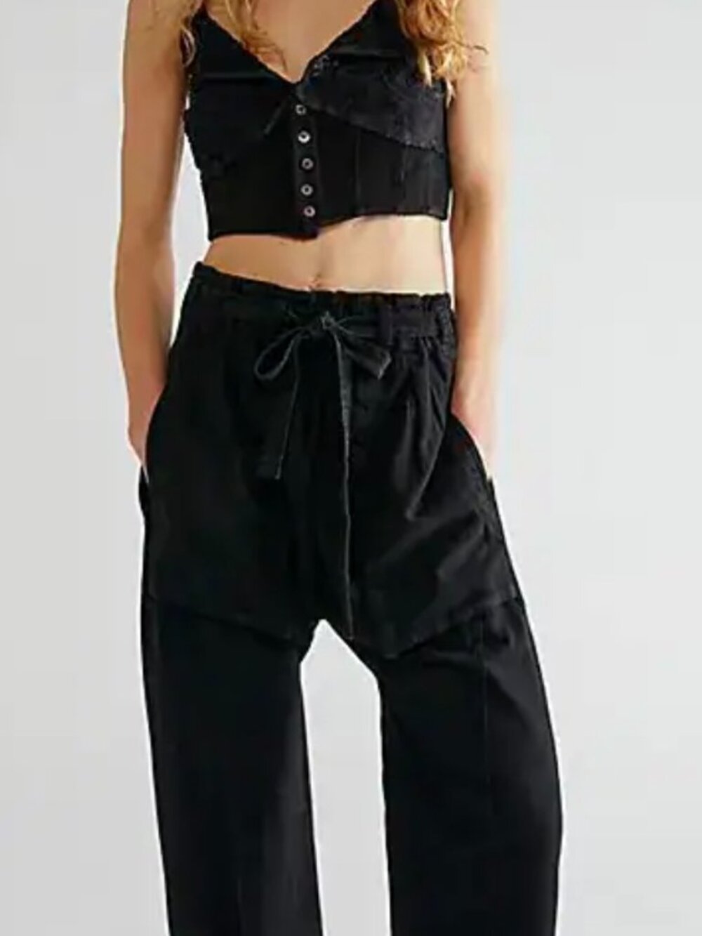 Free People Sky Rider Black Straight Leg Utility Pants Size XL - Picture 2 of 7